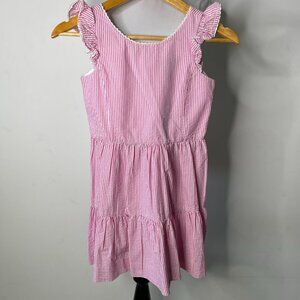NWT Polo Ralph Lauren Kid's Pink White Striped Sleeveless Ruffle Dress Size 10